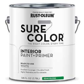 RUST-OLEUM Sure Color Series 380227 Wall Paint, Semi-Gloss, White, 1 gal Can
