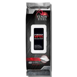 VENOM STEEL VENWP60 Workshop Wipe with Scrubbing Beads, 8 in L, 12 in W, Citrus