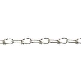 BARON 7246 Double Loop Chain, #3/0, 100 ft L, 305 lb Working Load, Carbon Steel, Electro Galvanized/Zinc