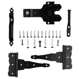 KIT GATE T-HINGE LTCH DECO BLK