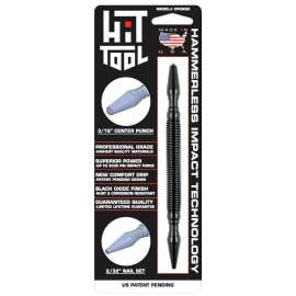 HIT TOOL CP0NS2 Center Punch and Nail Set, 3/16, 2/32 in Tip, 7 in L, Steel, Black-Oxide