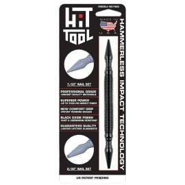 HIT TOOL NS1NS2 Hammerless Combination Nail Set, 1/32, 2/32 in Tip, Steel, Black-Oxide