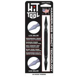 HIT TOOL NS2NS3 Hammerless Combination Nail Set, 2/32, 3/32 in Tip, 7 in L, Steel, Black-Oxide