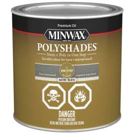 Minwax PolyShades CM2139844 Polyurethane Wood Stain, Satin, Slate, Liquid, 236 mL