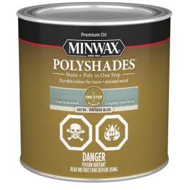 Minwax PolyShades CM2139444 Polyurethane Wood Stain, Satin, Vintage Blue, Liquid, 236 mL