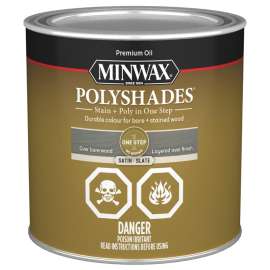 Minwax PolyShades CM6139844 Polyurethane Wood Stain, Satin, Slate, Liquid, 946 mL