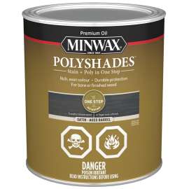 Minwax PolyShades CM6139944 Polyurethane Wood Stain, Satin, Aged Barrel, Liquid, 946 mL
