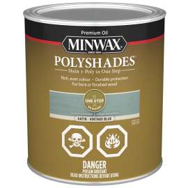 Minwax PolyShades CM6139444 Polyurethane Wood Stain, Satin, Vintage Blue, Liquid, 946 mL