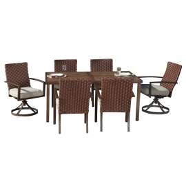 Pacific Casual LLC 223-MM19-185-7D Addison Dining Set, Woven Back, 7 Pc