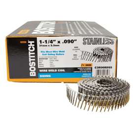 Bostitch C3R90BDSS-316 Siding Nail, 1-1/4 in L, Stainless Steel, Ring Shank