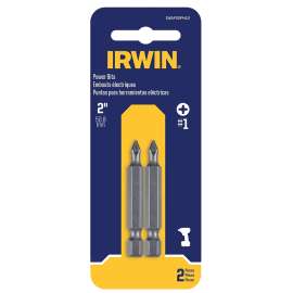 IRWIN IWAF22PH12 Power Bit, #1 Drive, Phillips Drive, 1/4 in Shank, Hex Shank, 1-15/16 in L, Steel