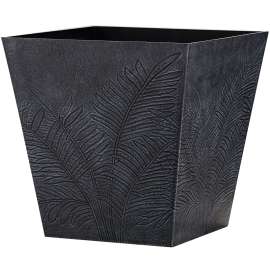 Southern Patio RUB-091523 Short Planter, Subtle Imprint Design, Rubber, Black/Gray