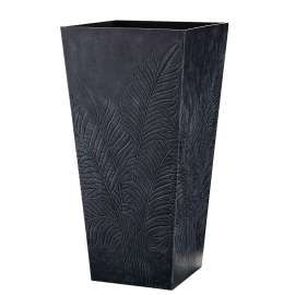 Southern Patio RUB-091516 Fern Planter, Subtle Imprint Design, Rubber, Black/Gray