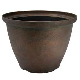 Landscapers Select S140816-1122 High-Drum Planter, 16 in Dia, Round, High-Density Resin, Bronze, Bronze