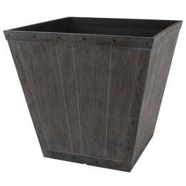 Landscapers Select S161015-12064-A Square Whiskey Barrel Planter, 14-1/2 In W, Square, High-Density Resin, White Wash