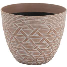 Landscapers Select S19121015-10 Arabesque Planter, 8 in Dia, Round, High-Density Resin, White Wash, White Wash