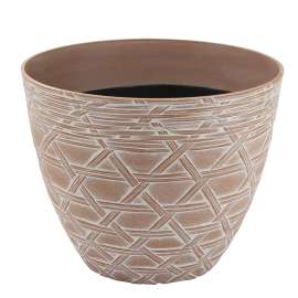 Landscapers Select S18040913-05 Arabesque Planter, 12-1/2 in Dia, Round, High-Density Resin, White Wash, White Wash