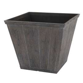 Landscapers Select S17050410-01-A Square Barn Planter, 10 in W, Square, High-Density Resin, White Wash, White Wash