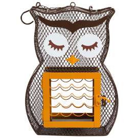 HEATH 21703 Suet and Seed Bird Feeder, Whimsical Owl, Brown/Orange