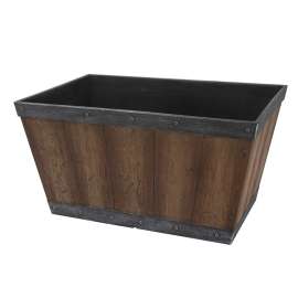Landscapers Select S17060122-01-B Barn Planter, 24 in W, Rectangle, High-Density Resin, Brown, Brown