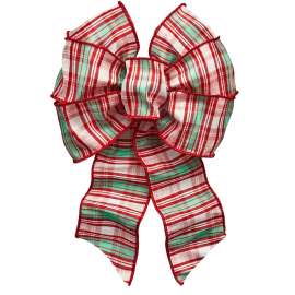 Holidaytrims 6161 Wired Bow, Red/White/Green, 7 Loops, 8-1/2 x 14 in