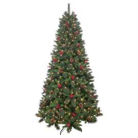 PULEO ASIA LIMITED 357-3516-T75C5 Pine Bristles w/Cones & Berries, 7.5 ft