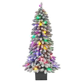 PULEO ASIA LIMITED 357-3517-ST60G40L Potted Alpine Tree, Flocked, 5 ft