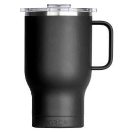 ORCA Traveler Series TR24BK Coffee Mug, 24 Oz Capacity, Whale Tail Flip Lid, Stainless Steel, Black, Insulated