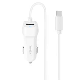 Wesdar 1-Port Car Charger, 12 to 24 V Input, 5 V Output, 2.1 A, 1.5 m Length Cord, USB Plug, White