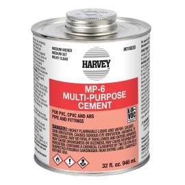 Harvey 018030-12 Solvent Cement, 32 oz Can, Liquid, Milky Clear