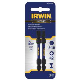 IRWIN IWAF32DESL810P2 Double-End Bit, #8-10, #2 Drive, Phillips, Slotted Drive, 1/4 in Shank, 2-3/8 in L, Steel
