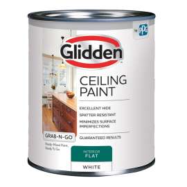 Glidden Grab-N-Go 2070T/04 Ceiling Paint, Flat, White, 4 qt
