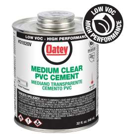 Oatey 31020V Medium-Bodied Fast Set Cement, 32 oz Can, Liquid, Clear