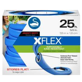 SWAN XFlex CSNXF58025 Heavy-Duty Garden Hose, 5/8 in, 25 ft L, Female, Polymer, Blue