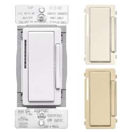 EATON WACD-C2-SP-L Smart Accessory Dimmer, 1 -Pole, 3 -Way, 120 VAC, 60 Hz, Wi-Fi, Light Almond/Ivory/White