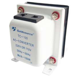 Goldsource TC-TYPE Step Up and Step Down Transformer, 3-5/8 in L x 2-3/4 in W x 3-1/4 in H, 100 W