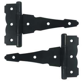 Nuvo Iron HDTH6BLK Heavy-Duty Decorative Tee Hinges, Steel, Black, Galvanized/Powder-Coated Satin, Screw Mounting
