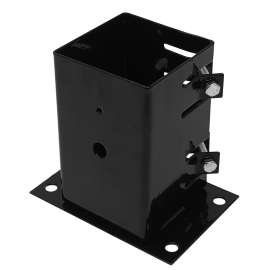 Nuvo Iron BDPA4B Bolt Down Post Base Anchor, 4 x 4 in Post, 14 ga Gauge, Steel, Black, Gloss/Powder-Coated
