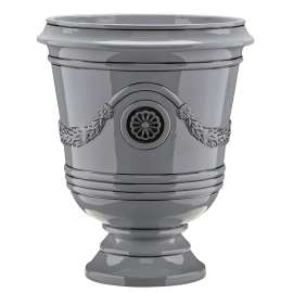 Southern Patio CMX-091851 Porter Planter, 15-1/2 in W, 15-1/2 in D, Urn, Ceramic, Neutral Gray, Gloss
