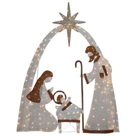 Santas Forest 56801 LED Nativity Set, 2.5 ft W, Mesh Fabric/Metal Frame, White, Mini Bulb