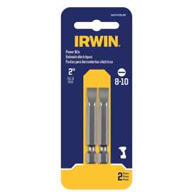 IRWIN IWAF22SL82 Power Bit, #8-10 Drive, Slotted Drive, 1/4 in Shank, Hex Shank, 1-15/16 in L, Steel