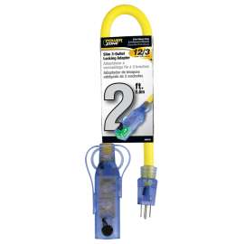 PowerZone ORBAD50802 Adapter Cord, 15 A, 125 V, 3-Outlet, Yellow