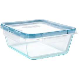 Snapware 1126786 Storage Container, 64 oz Capacity, Glass, Clear, 7-1/4 in L, 9.13 in W, 3-1/2 in H