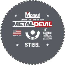MORSE Metal Devil 102841 Circular Saw Blade, 14 in Dia, 1 in Arbor, 66 -Teeth, Applicable Materials: Iron, Steel