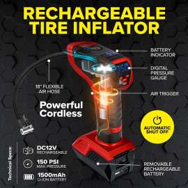 Bullseye Pro 9475 Portable Tire Inflator, 150 psi Pressure