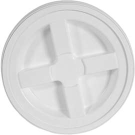 Gamma 4122E Lid, Heavy-Duty, Leak-Proof, HDPE Plastic, White, For: 3.5 to 7 gal Standard Plastic Buckets