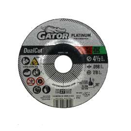 Gator 9754 Cut-Off Wheel, 4-1/2 in Dia, 0.098 in Thick, 7/8 in Arbor, Aluminum Oxide Abrasive