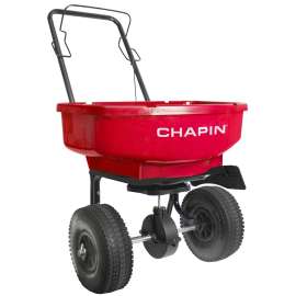 CHAPIN 81000A Residential Turf Spreader, 80 lb Capacity, Steel Frame, Poly Hopper, Pneumatic Wheel