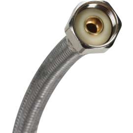 FLUIDMASTER B1F12C Braided Faucet Connector, Flexible, 3/8 in Inlet, Compression Inlet, 1/2 in Outlet, FIP Outlet