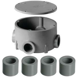 Carlon E970CDE-CTN Junction Box, 4 -Knockout, 1/2 in Knockout, PVC, Ceiling, Wall Mounting